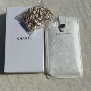 GWP Chanel Coco Crush White Phone Case with Gold Chain